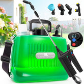 Battery Powered Sprayer 2 Gallon, 2025 New Electric Garden Sprayer with 3 Spray Force, Battery Indicator, Rechargeable Handle, 23.6" Telescopic Wand,4 Mist Nozzles,Shoulder Strap, for Lawn and Garden