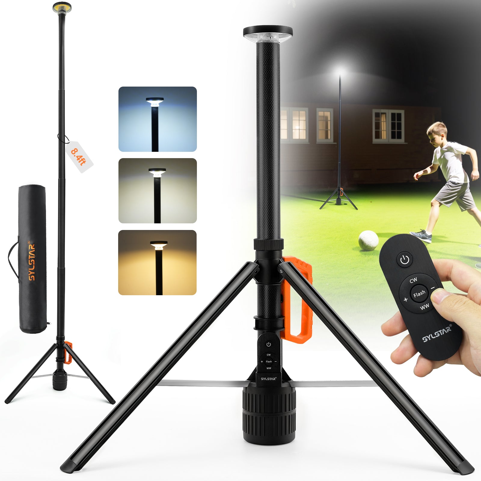 brightest rechargeable work flashlight 360° Rechargeable Work Light with Remote &Telescopic Stand (8.4Ft), 30 – Sidekingsprayer