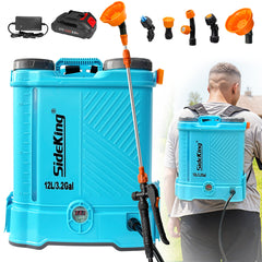 Battery Powered Backpack Sprayer 3.2 Gallon, 0-80 PSI Adjustable Pressure Sprayer Compatible with 18V Battery, Electric Sprayer with Wand, 5 Nozzles, 2.0Ah Battery&Charger Included