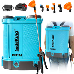 Battery Powered Backpack Sprayer 4 Gallon, 0-100 PSI Adjustable Pressure Sprayer Compatible with Makita 18V Battery, Electric Sprayer with Wand, 5 Nozzles, 2.6Ah Battery&Charger Included