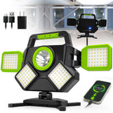 55W Rechargeable Work Light, 5000LM Magnetic Work Light, Foldable&360° Rotatable Led Work Light with 6 Light Modes, Powerbank, Portable Work Lights for Mechanic Jobsite Workshop Car Repairing