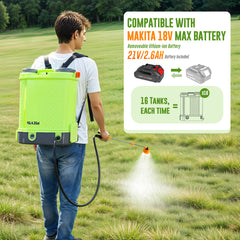 Battery Powered Backpack Sprayer 4 Gallon, VAXMAY 100 PSI Electric Graden Sprayer Works with Makita 18V Battery, Weed Yard Sprayer with Telescopic Wand, 5 Nozzles, 2.6 Ah Battery & Charger Included
