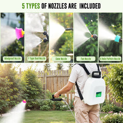 Battery Powered Sprayer 3.2 Gallon, Battery Backpack Sprayer with USB Rechargeable Handle, 5 Mist Nozzles, 32" Telescopic Wand, Electric Back Pack Sprayer for Yard, Lawn and Garden