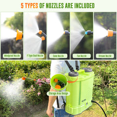 Battery Powered Backpack Sprayer 3.2 Gallon, VAXMAY 80 PSI Electric Graden Sprayer Works with Makita 18V Battery, Weed Lawn Sprayer with Telescopic Wand, 5 Nozzles, 2.0 Ah Battery & Charger Included