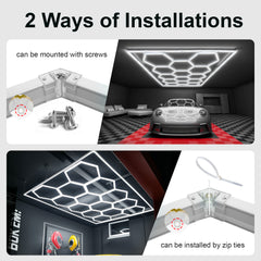 Hexagon LED Garage Lights108000LM Super Bright 14 Hex HoneycombCar Detailing Ceiling LED Shop Light