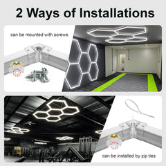 Hexagon LED Garage Lights, 26400LM Super Bright 5 Hex Honeycomb Car Detailing Ceiling LED Shop Light for Workshop Warehouse Gym Basement Wash Room