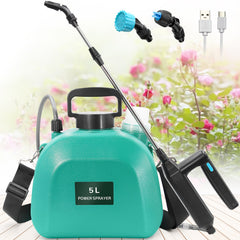 Battery Powered Sprayer 1.35Gallon, Upgrade Electric Sprayer with 3 Mist Nozzles, USB Rechargeable Handle and Retractable Wand, Garden Sprayer with Adjustable Shoulder Strap for Lawn,Garden,Cleaning