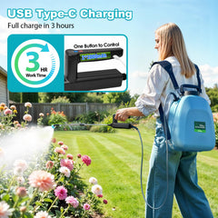 3.2 Gallon Battery Powered Backpack Sprayer, Upgraded Electric Back Pack Sprayer with 3 Spray Force, Battery Indicator, Rechargeable Handle, 41" Telescopic Wand, 5 Mist Nozzles, for Lawn and Garden
