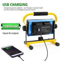Led Work Light Rechargeable, Waterproof Battery Powered Worklight, 7000 Lumen Super Bright Portable Flood Light with 6 Modes for Outdoor, Garage, Construction, Emergency, Camping
