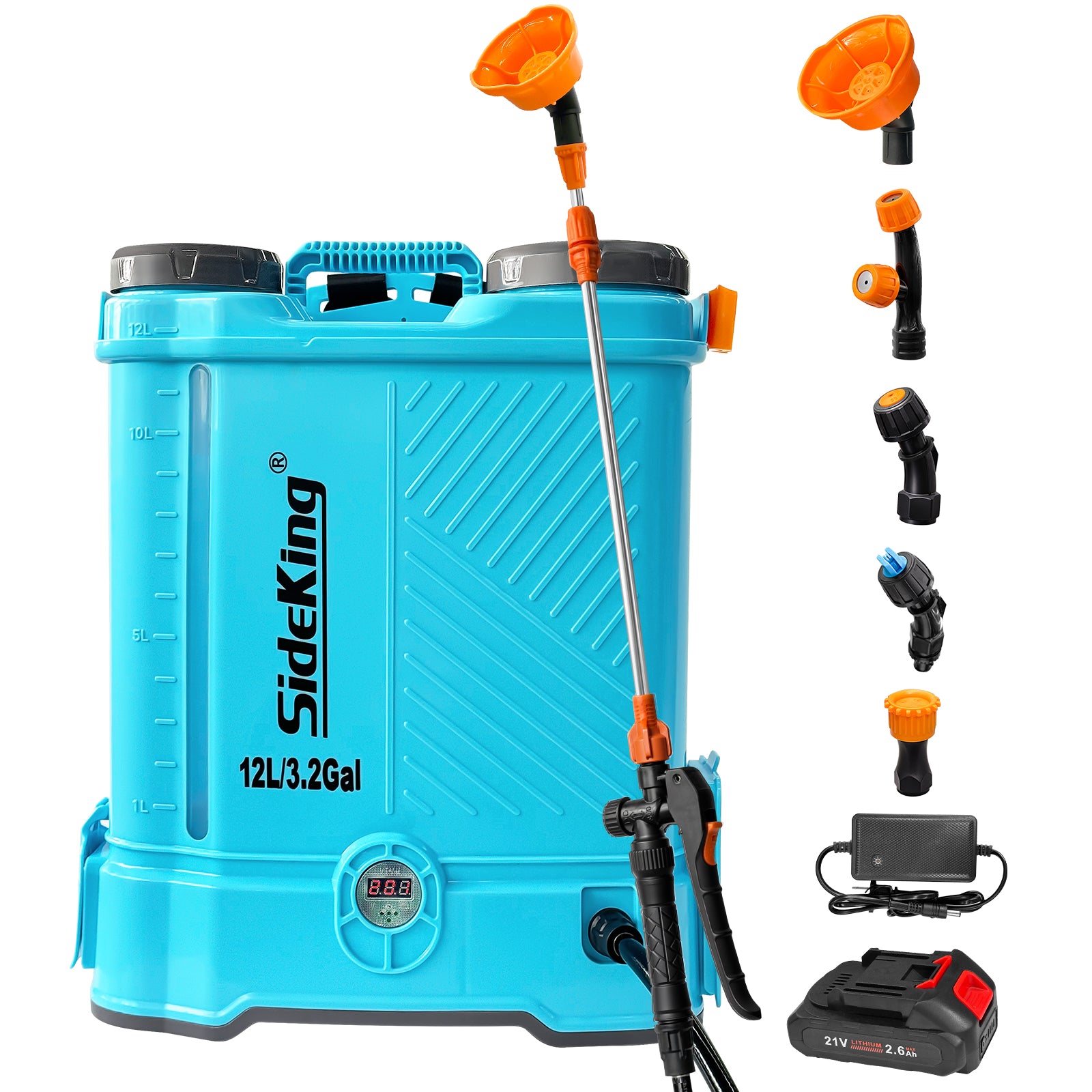 Battery Powered Backpack Sprayer 3.2 Gallon, VAXMAY 80 PSI Electric Graden Sprayer Works with Makita 18V Battery, Weed Lawn Sprayer with Telescopic Wand, 5 Nozzles, 2.0 Ah Battery & Charger Included