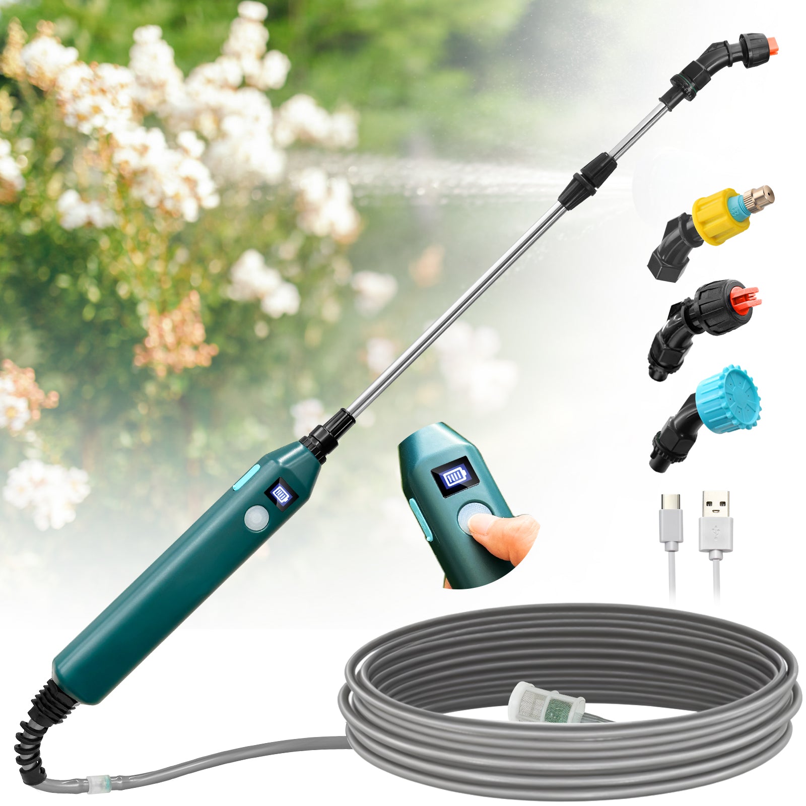 herbicide sprayer wand Upgraded 5M Electric Powered Sprayer Wand High-Efficiency Garden Tool – Sidekingsprayer