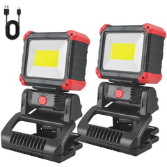 LED Work Light Rechargeable Clamp Magnetic Base, Clip On Shop Light, 3 Modes, 2-Pack, 2100LM COB, IPX5 Waterproof, for Jobsite, Car Repair, BBQ, Emergency Lighting