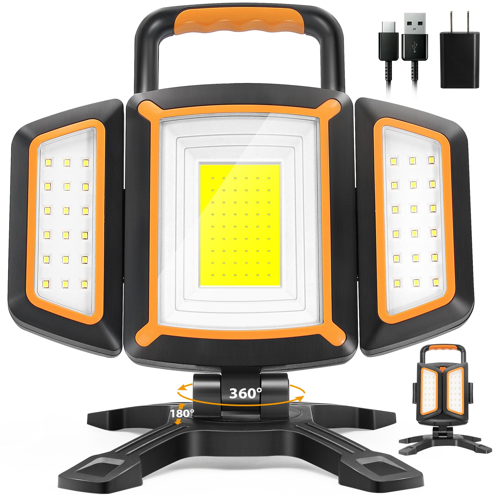 30W Rechargeable Work Light, 3000 Lumen Magnetic Work Light Battery Po ...