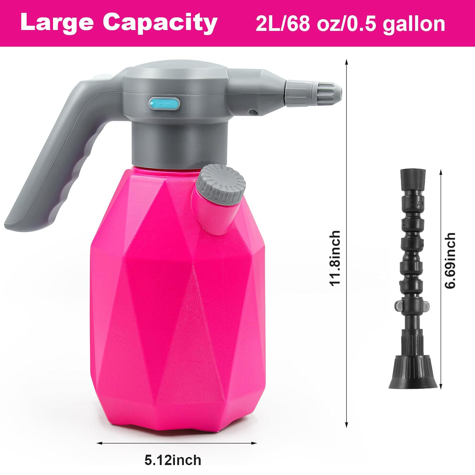 0.5 Gallon/2L Rechargeable Electric Sprayer Bottle - Convenient Garden and Home Use