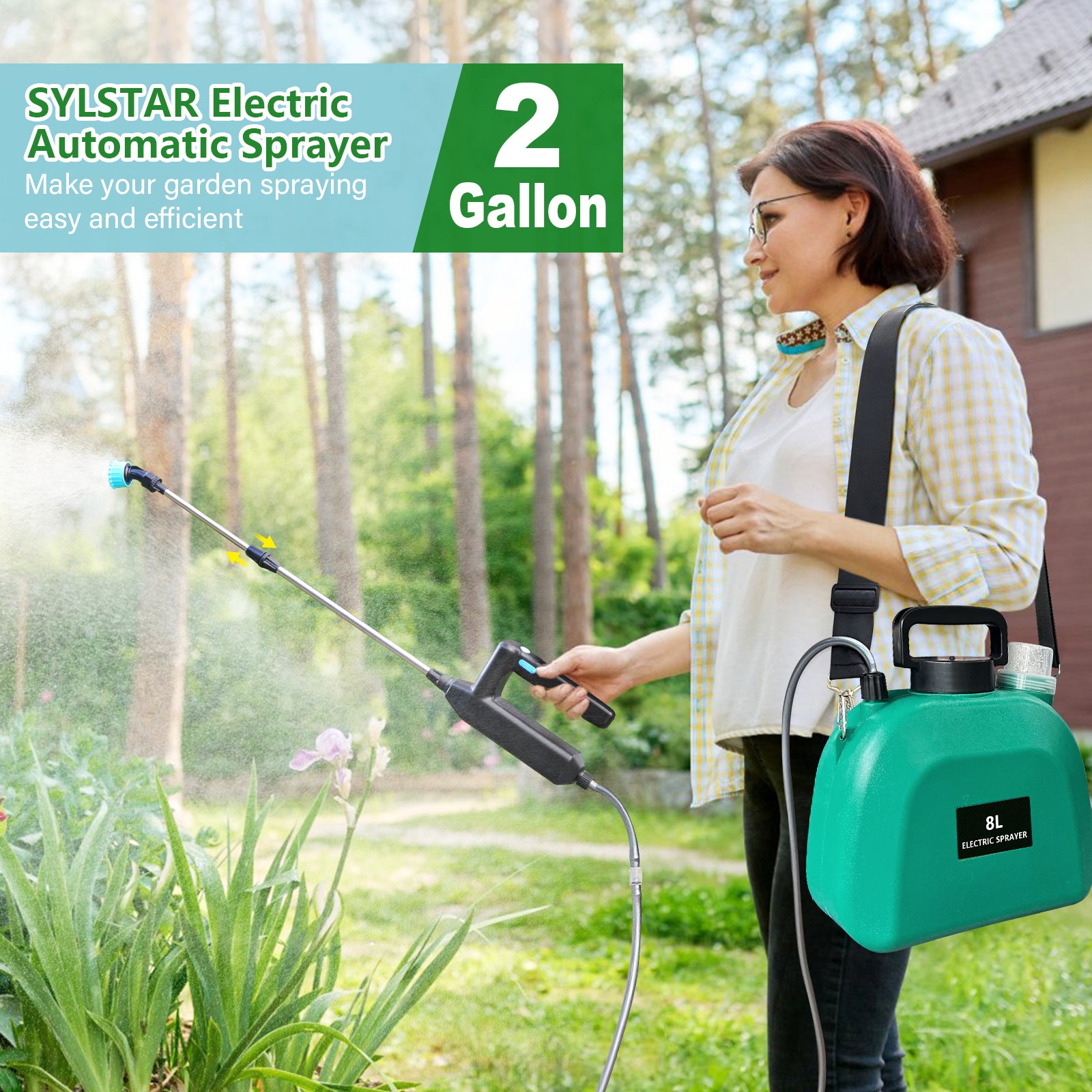 2 Gallon/8L Battery Operated Garden Sprayer - Durable and Easy to Use
