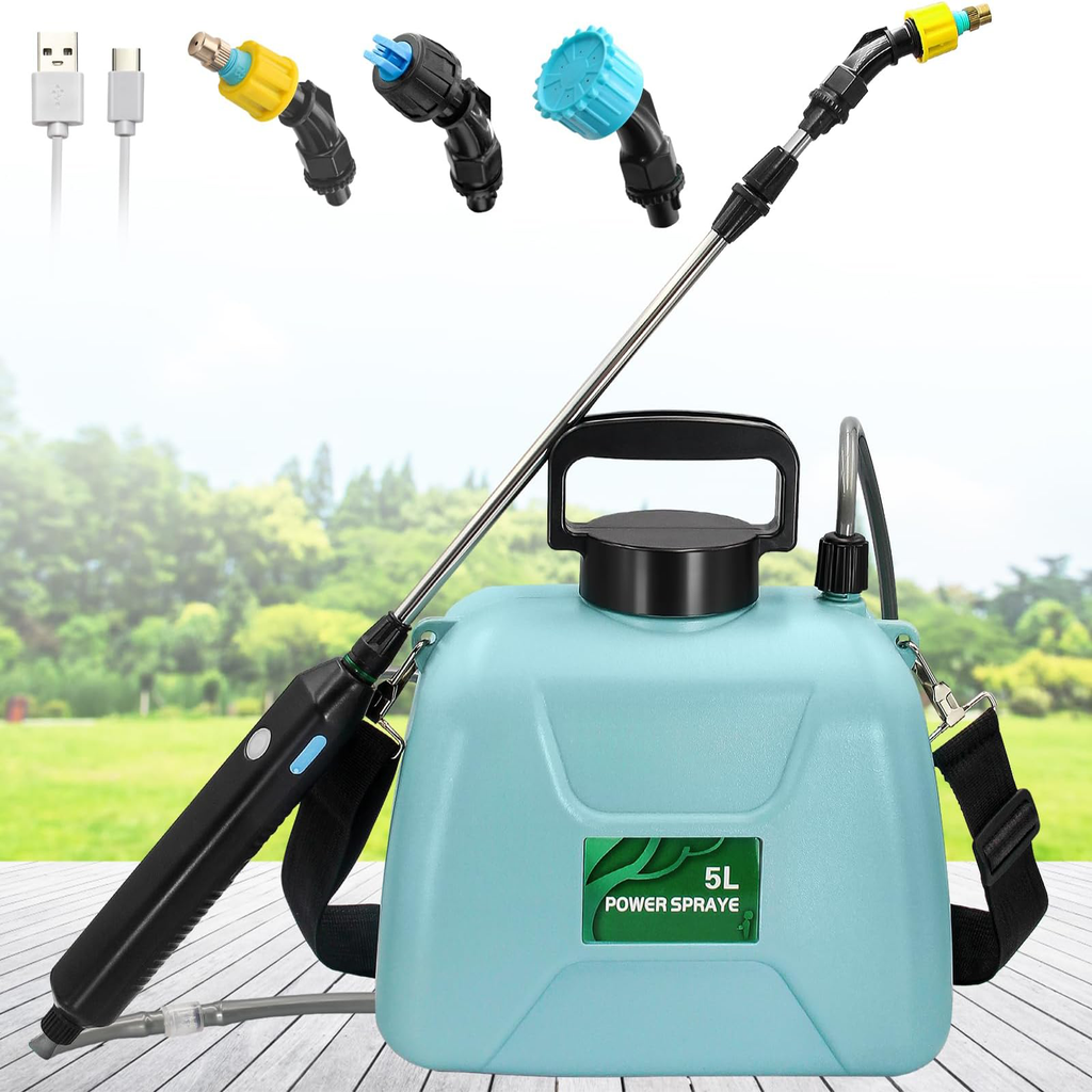 5L Battery Powered Sprayer - Portable Garden Pump For Plants & Lawn (1.35  Gallon Capacity)
