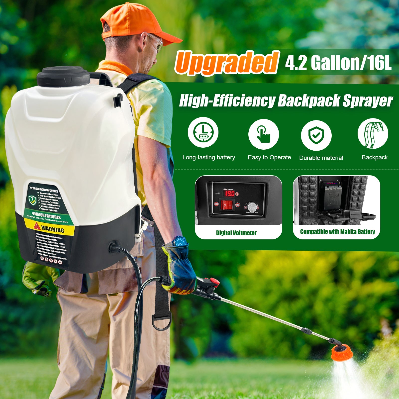 makita garden sprayer 18v Backpack Sprayer 4 Gallon Battery Powered Garden Sprayer 16L Electric – Sidekingsprayer