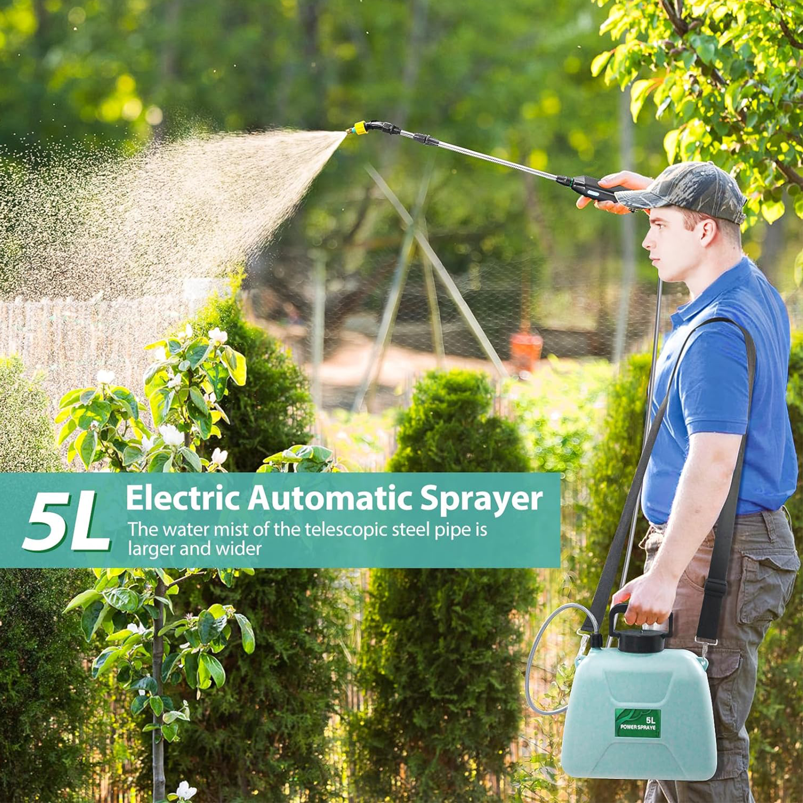 1.35 Gallon/ 5L Battery-Powered Portable Garden Sprayer - Convenient and Efficient for Your Garden