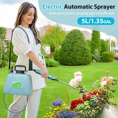 1.35 Gallon/5L USB Rechargeable Electric Sprayer with Battery Indicator