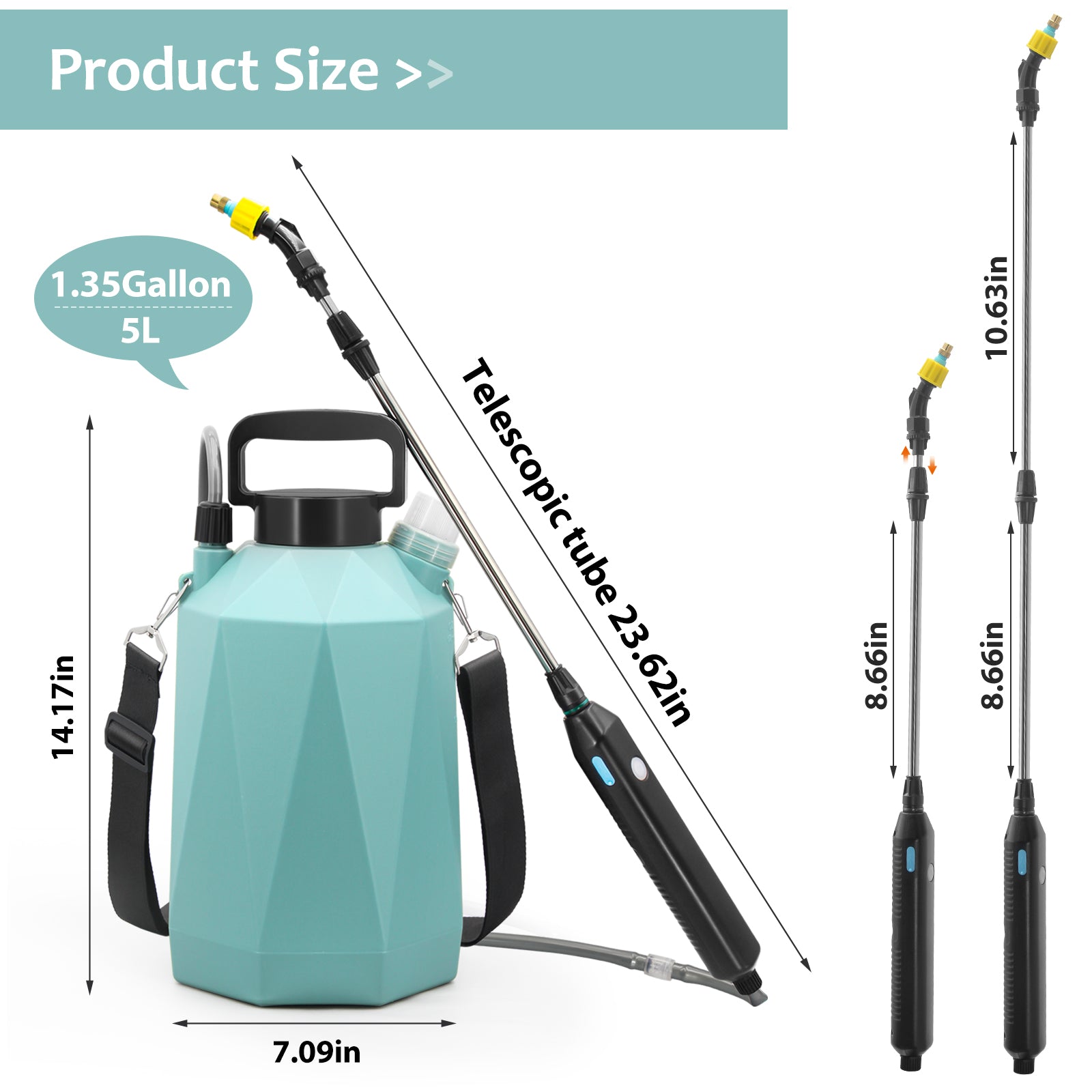 Rhombic 5L/1.35 Gallon Battery Powered Electric Sprayer - Efficient Garden Tool