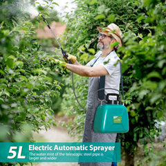 1.35 Gallon/ 5L Battery-Powered Portable Garden Sprayer - Convenient and Efficient for Your Garden