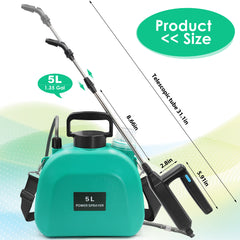 Battery Powered Garden Sprayer 2 Gallon, Powerful Electric Backpack Sprayer, Weed Yard Lawn Sprayer with 3 Mist Nozzles & Retractable Wand