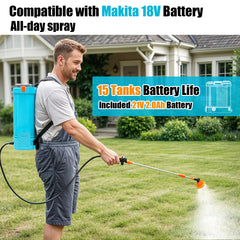 Battery Powered Backpack Sprayer 3.2 Gallon, 0-80 PSI Adjustable Pressure Sprayer Compatible with 18V Battery, Electric Sprayer with Wand, 5 Nozzles, 2.0Ah Battery&Charger Included