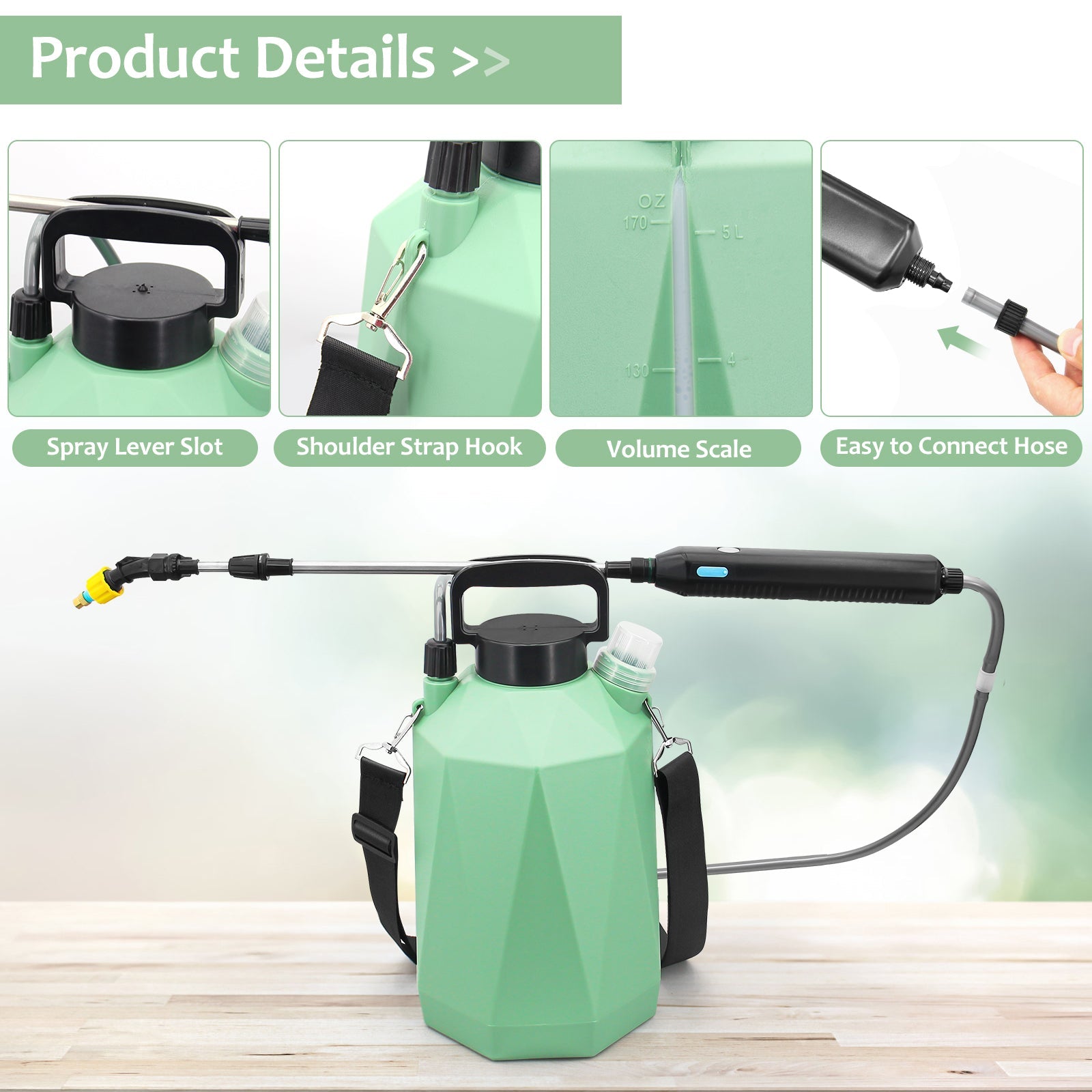 Rhombic 5L/1.35 Gallon Battery Powered Electric Sprayer - Efficient Garden Tool