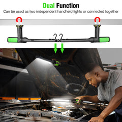 Work Light for Mechanic, 2400LM LED, 4400mAh Rechargeable, Magnetic, Underhood Work Light with Hooks for Car Repairing/Inspection/Garage/Workshop/Emergency