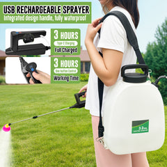 Battery Powered Sprayer 3.2 Gallon, Battery Backpack Sprayer with USB Rechargeable Handle, 5 Mist Nozzles, 32" Telescopic Wand, Electric Back Pack Sprayer for Yard, Lawn and Garden