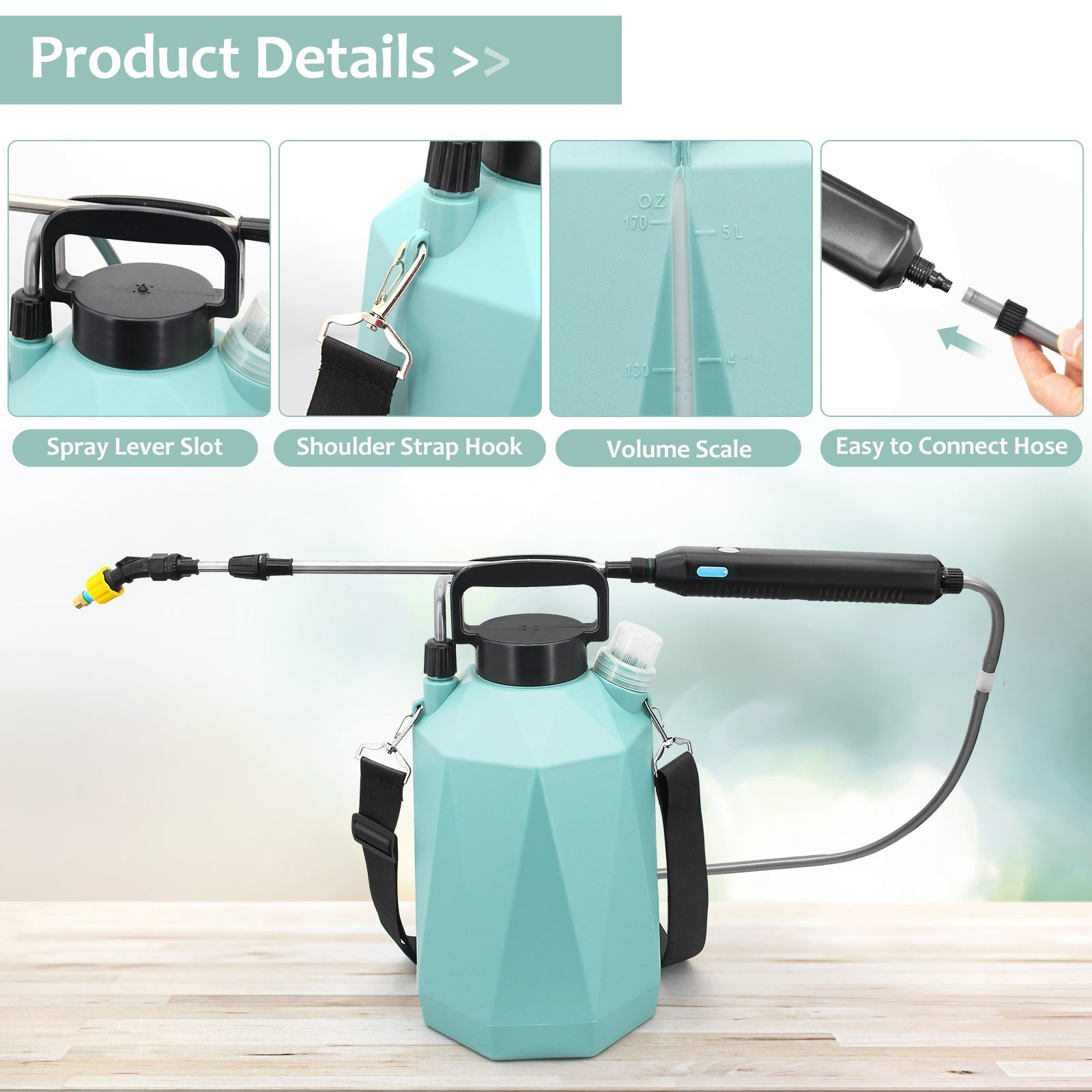 Rhombic 5L/1.35 Gallon Battery Powered Electric Sprayer - Efficient Garden Tool