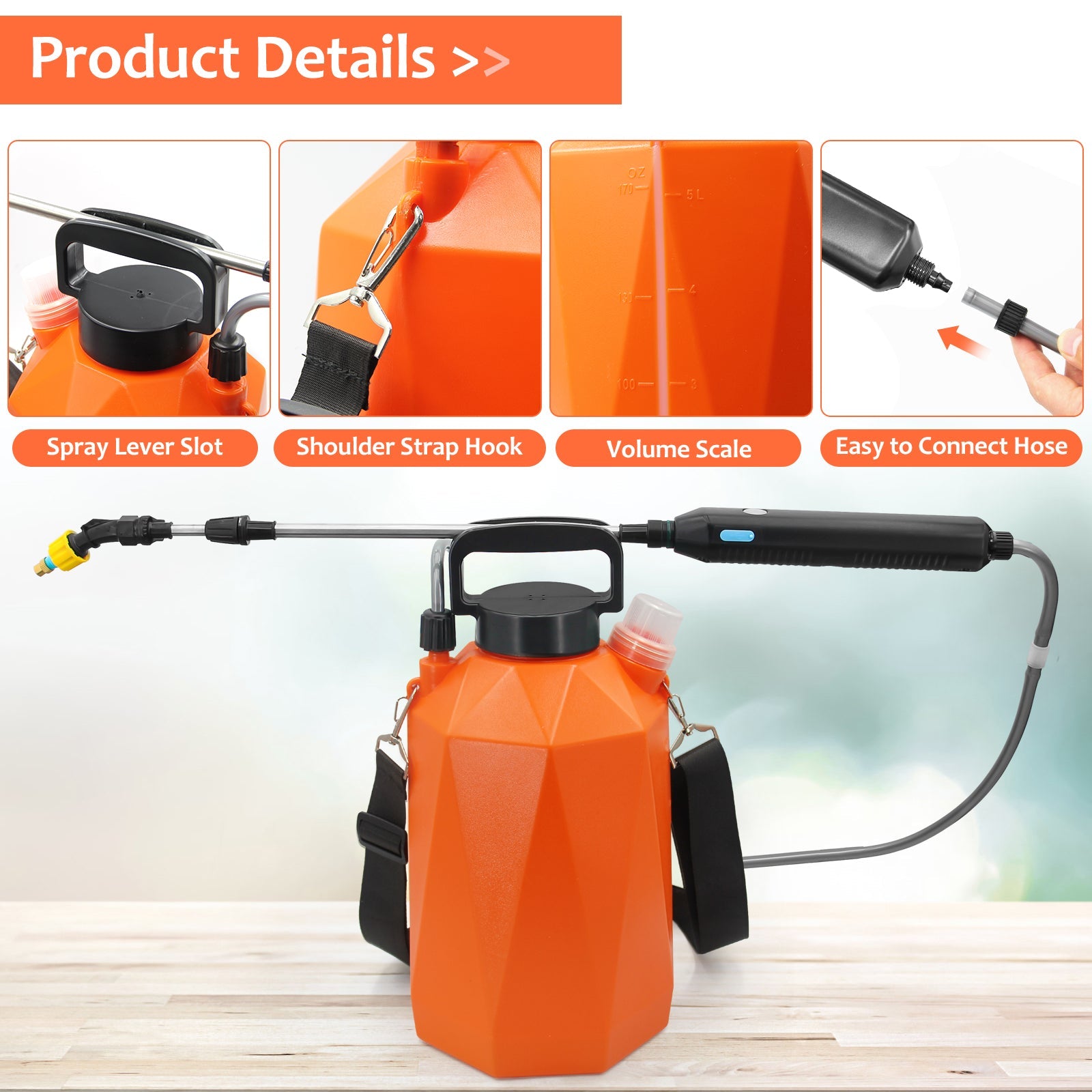 Rhombic 5L/1.35 Gallon Battery Powered Electric Sprayer - Efficient Garden Tool