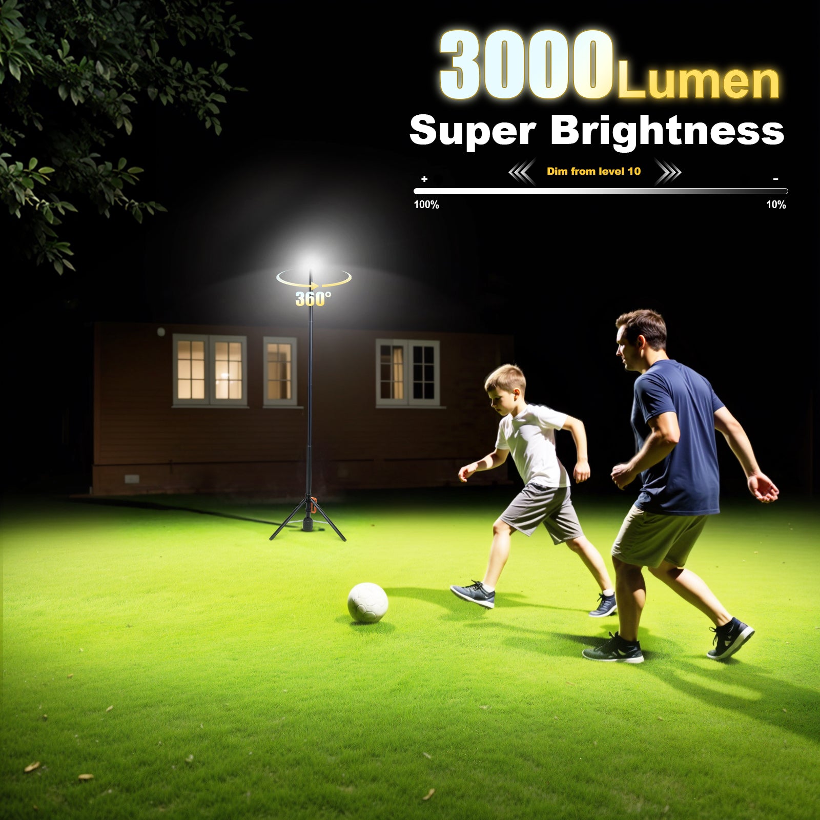 360° Rechargeable Work Light with Remote &Telescopic Stand (8.4Ft), 3000LM Ultra Bright 3CCT Dimmable, 6000mAh Battery, Portable Camping Light for Jobsite Workshop Sports Emergencies