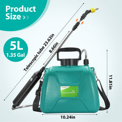 1.35 Gallon/ 5L Battery-Powered Portable Garden Sprayer - Convenient and Efficient for Your Garden