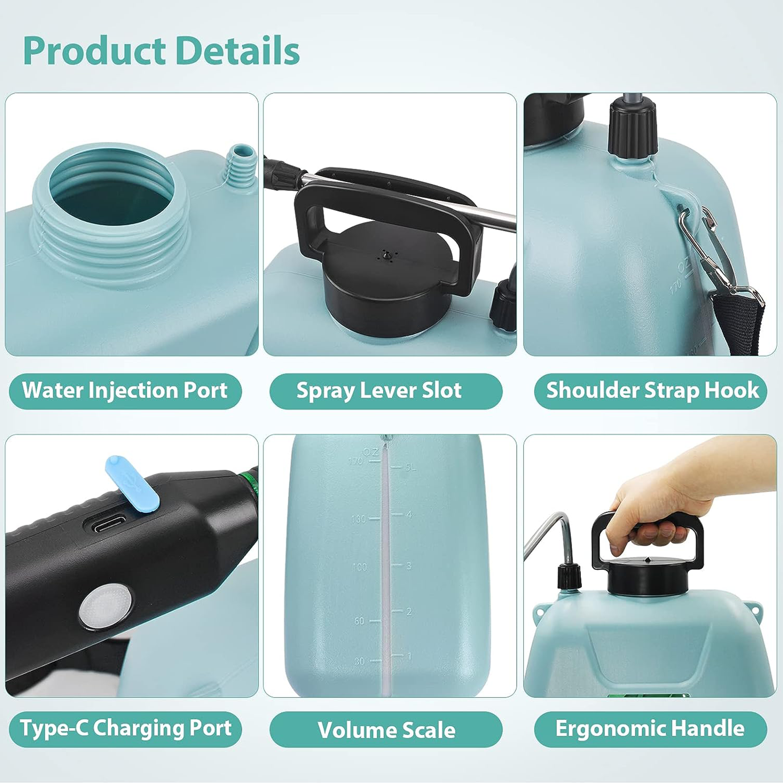 1.35 Gallon/ 5L Battery-Powered Portable Garden Sprayer - Convenient and Efficient for Your Garden