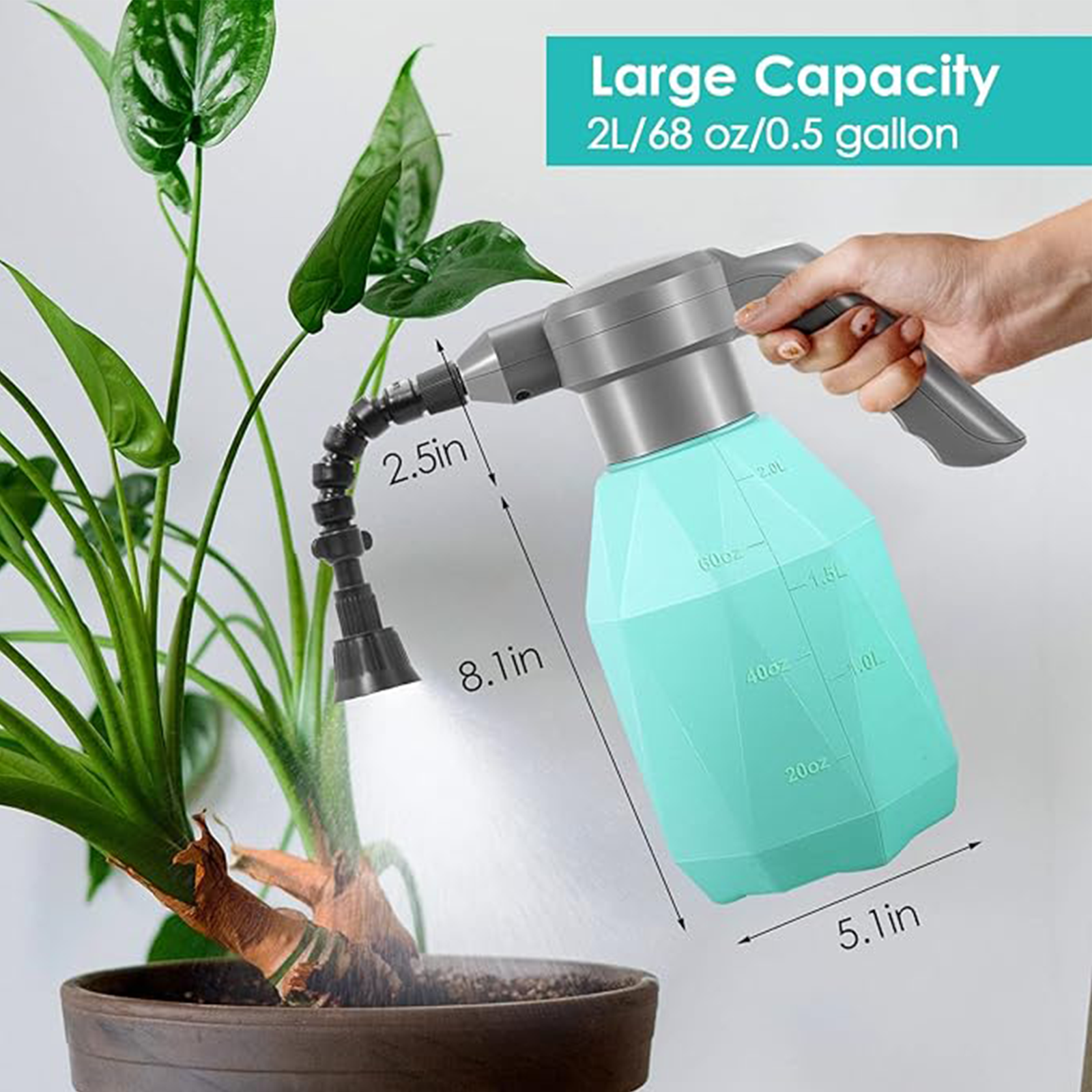 0.5 Gallon/2L Rechargeable Electric Sprayer Bottle - Convenient Garden and Home Use