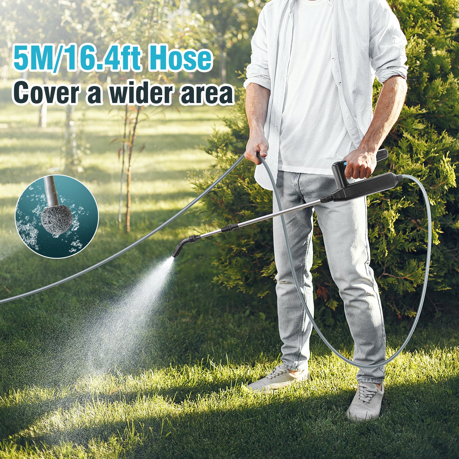 5M Rechargeable Battery-Powered Sprayer Wand