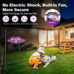 Solar Mosquito Trap Indoor Outdoor, USB-C Rechargeable Fly Trap, Quiet Fan Light Trap Alternative to Bug Zapper, Portable Insect Control for Home, Garden & Patio