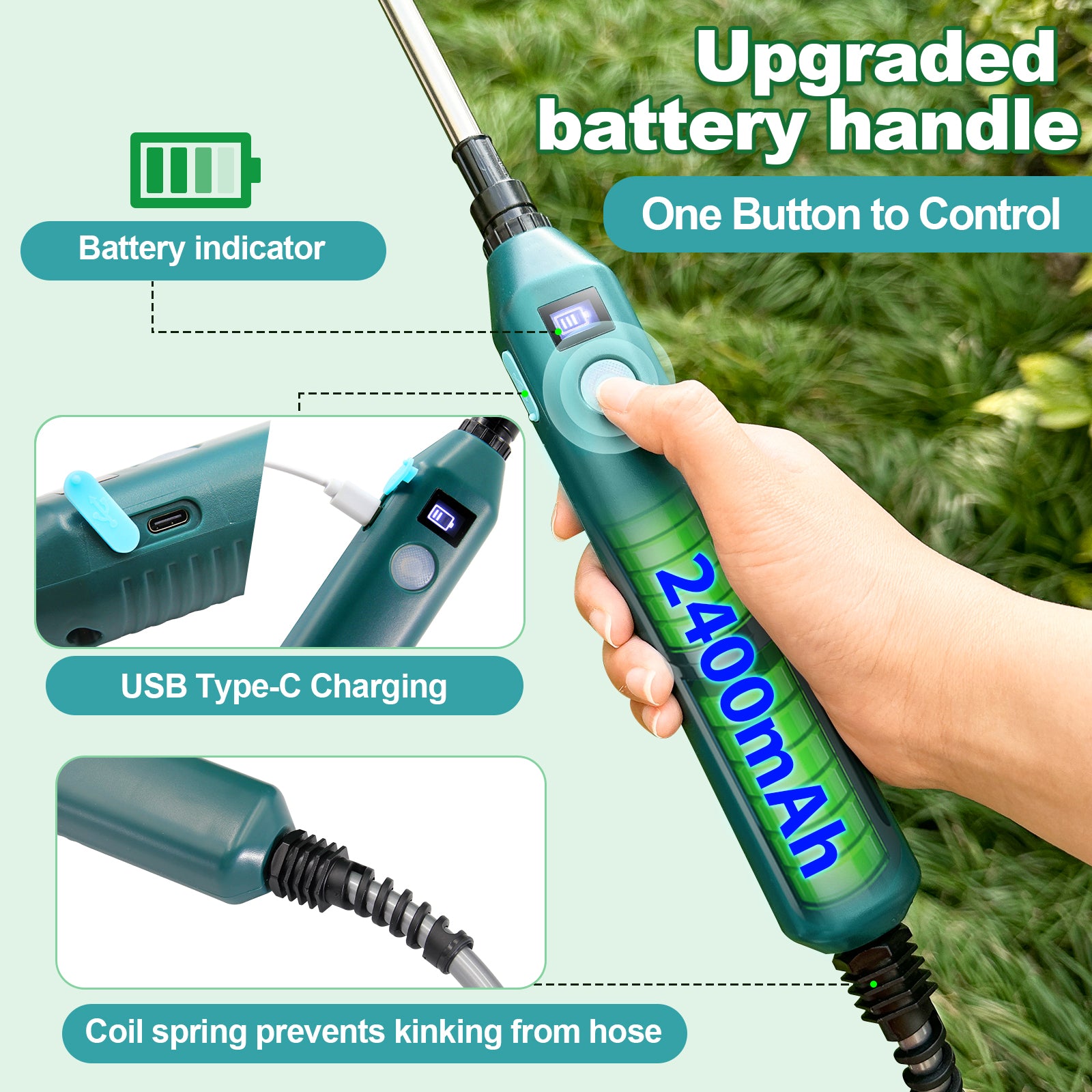 Upgraded 5M Electric Powered Sprayer Wand High-Efficiency Garden Tool