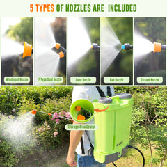 Battery Powered Backpack Sprayer 4 Gallon, VAXMAY 100 PSI Electric Graden Sprayer Works with Makita 18V Battery, Weed Yard Sprayer with Telescopic Wand, 5 Nozzles, 2.6 Ah Battery & Charger Included