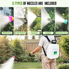 Battery Powered Sprayer 3.2 Gallon, Battery Backpack Sprayer with USB Rechargeable Handle, 5 Mist Nozzles, 32" Telescopic Wand, Electric Back Pack Sprayer for Yard, Lawn and Garden