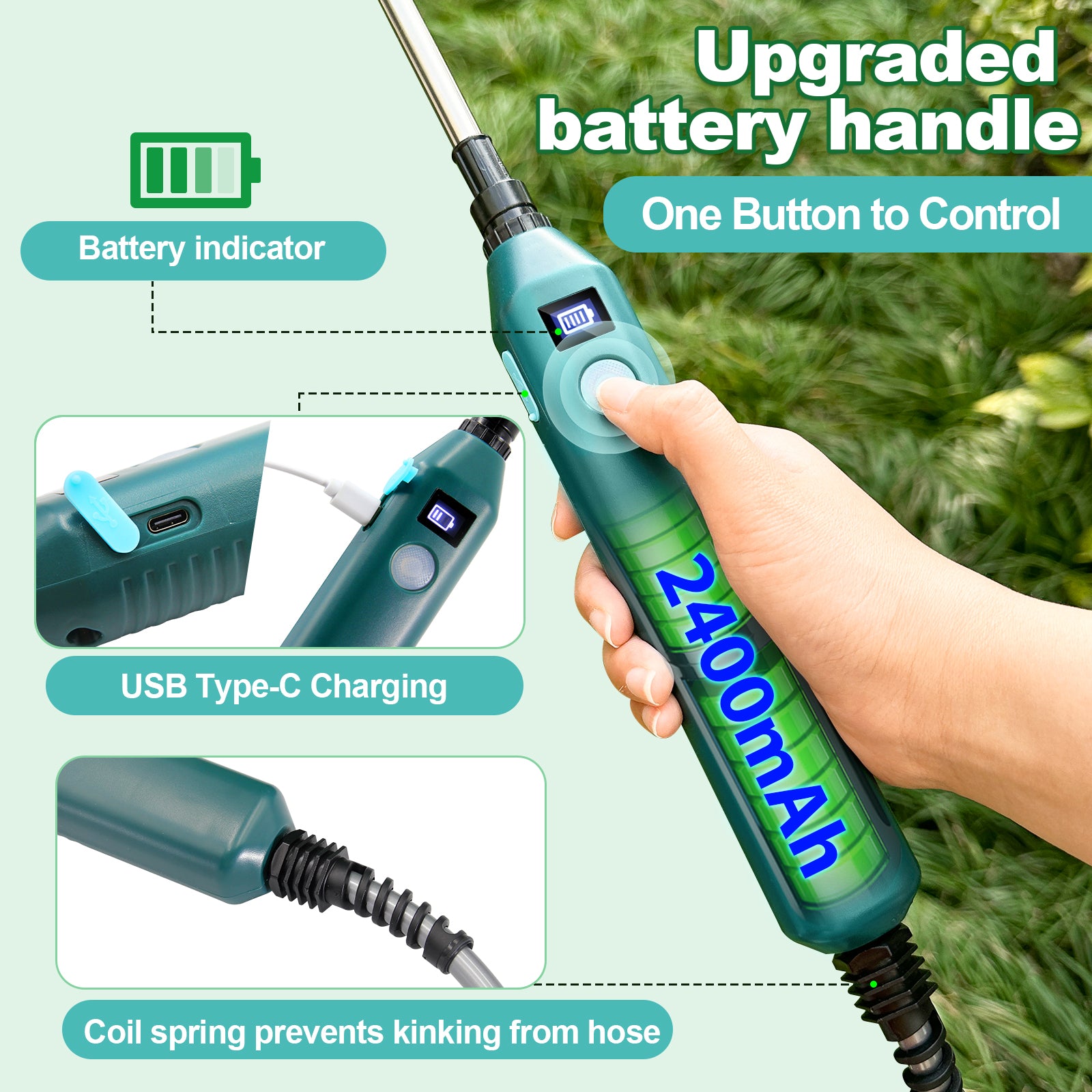 1.35 Gallon/5L USB Rechargeable Electric Sprayer with Battery Indicator
