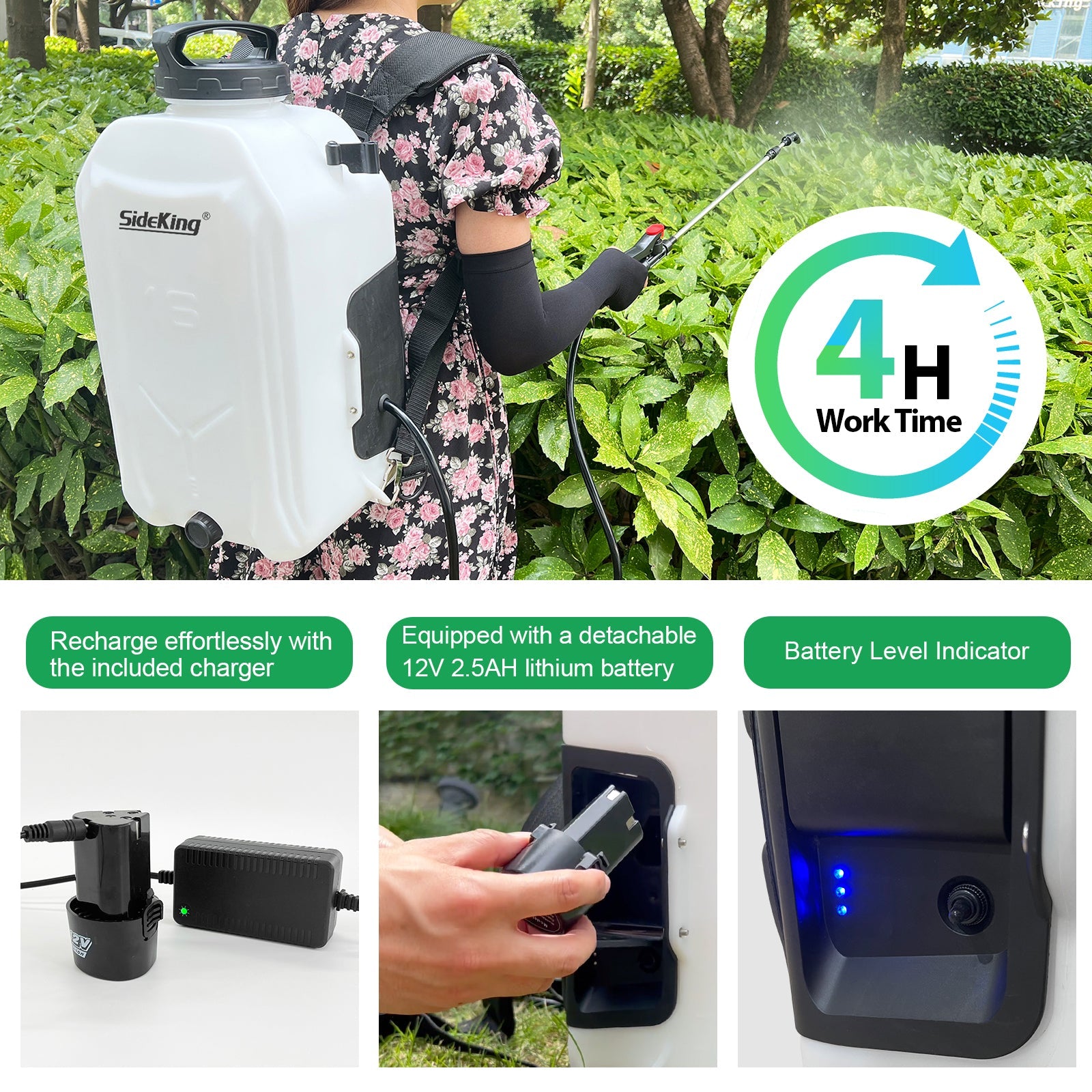 4 Gallon Adjustable Battery Powered Electric Sprayer - Automatic, High-Efficiency, Portable