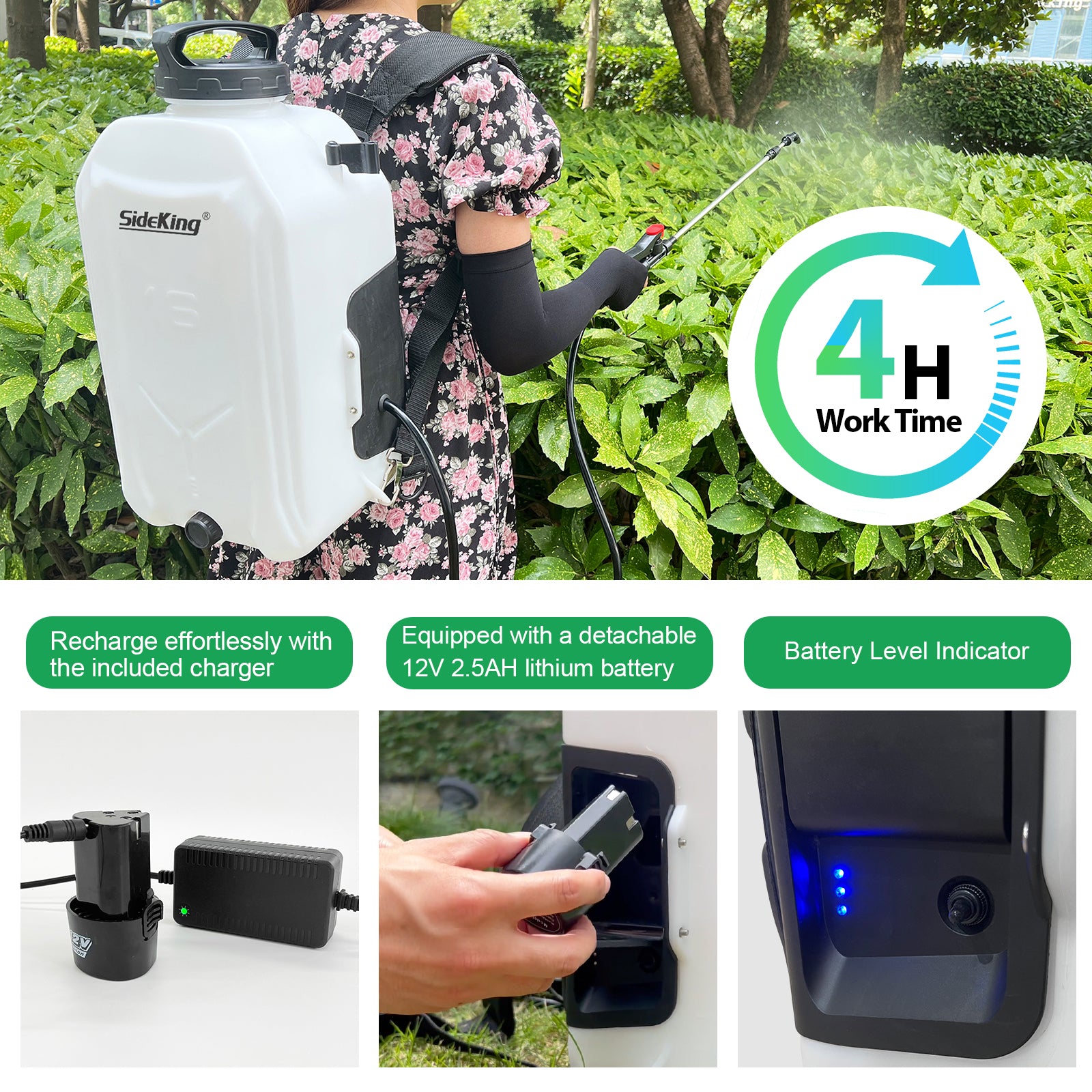 3.1 Gallon Adjustable Battery-Powered Electric Sprayer - Automatic Garden & Lawn Sprayer