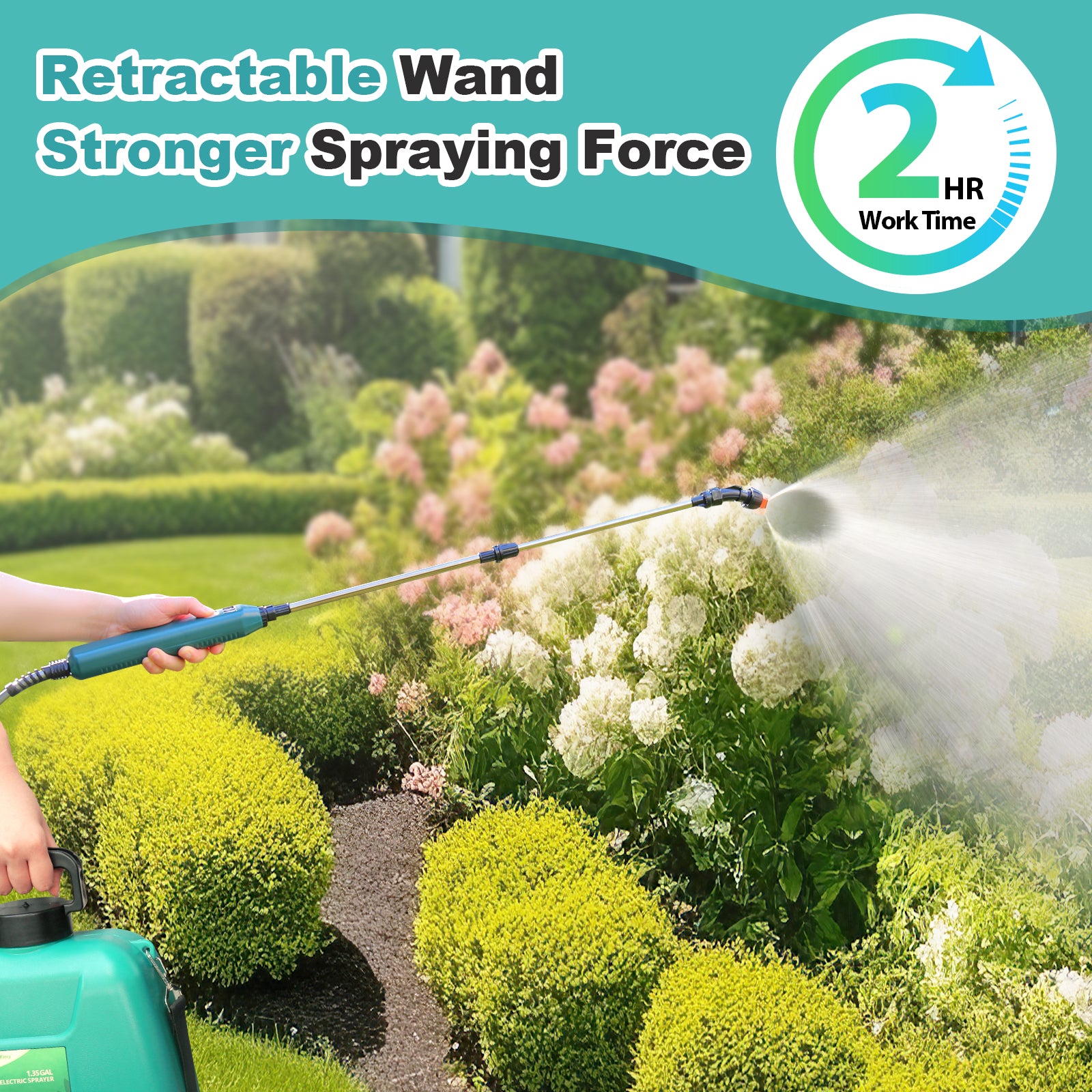 1.35 Gallon/5L USB Rechargeable Electric Sprayer with Battery Indicator