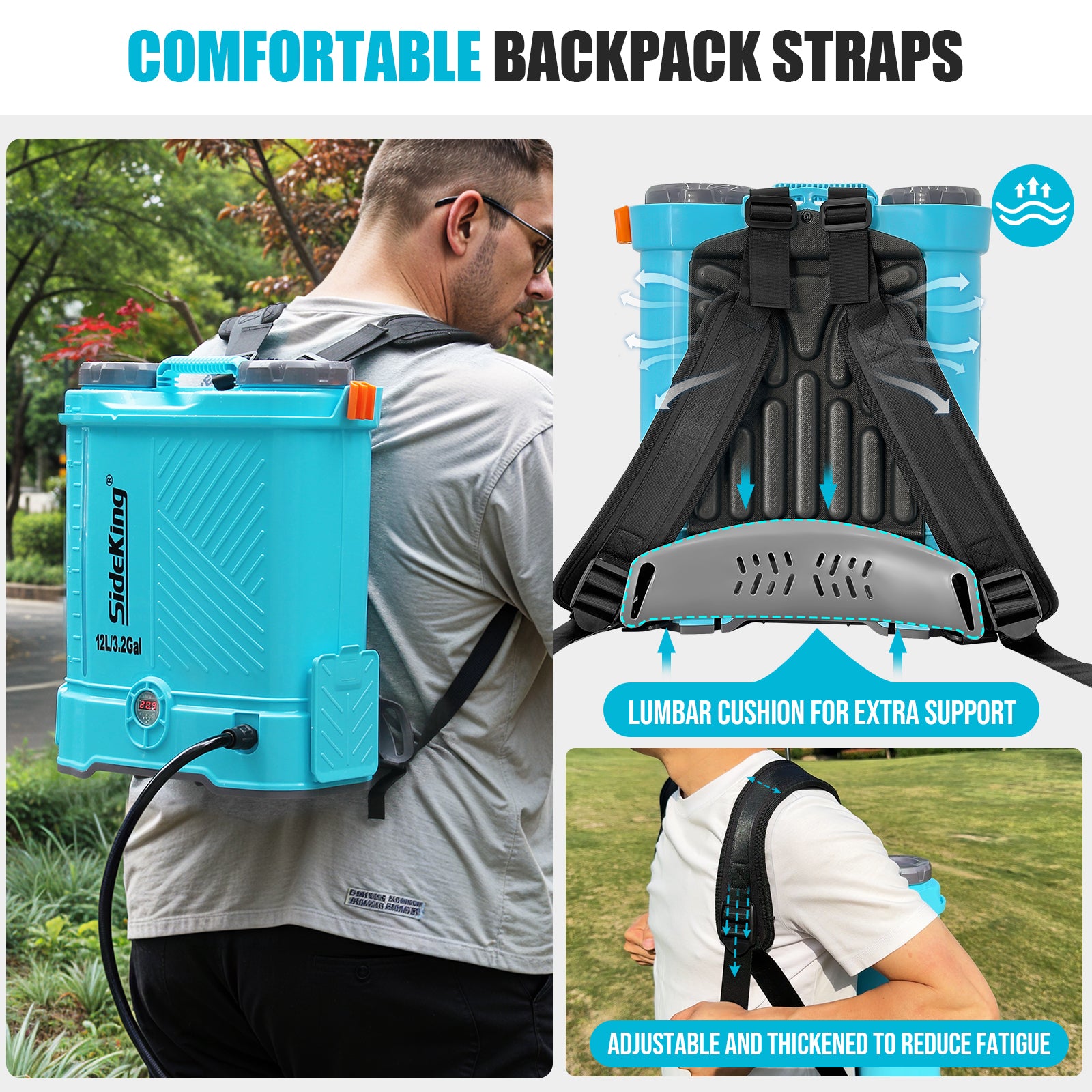 Battery Powered Backpack Sprayer 3.2 Gallon, 0-80 PSI Adjustable Pressure Sprayer Compatible with 18V Battery, Electric Sprayer with Wand, 5 Nozzles, 2.0Ah Battery&Charger Included