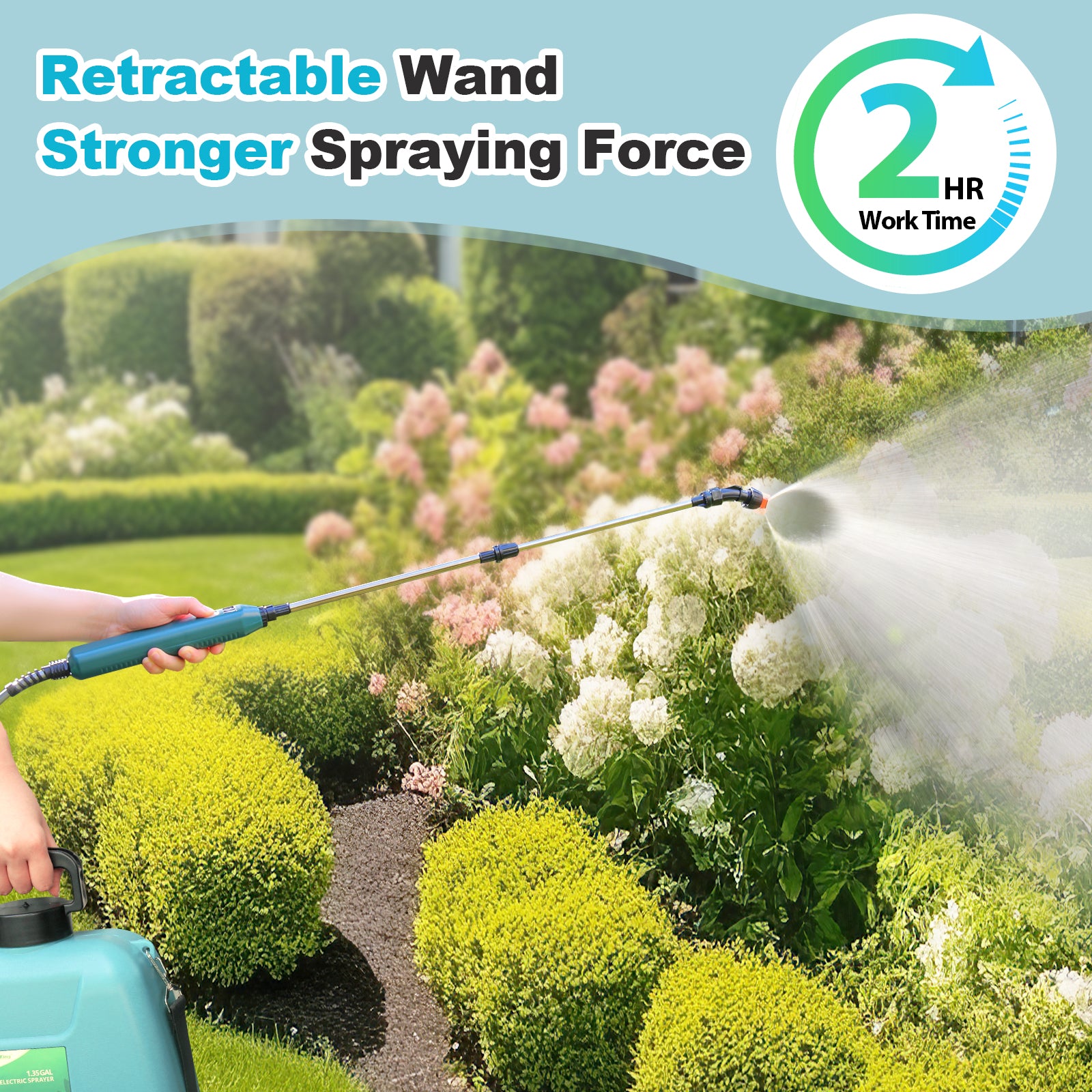 1.35 Gallon/5L USB Rechargeable Electric Sprayer with Battery Indicator