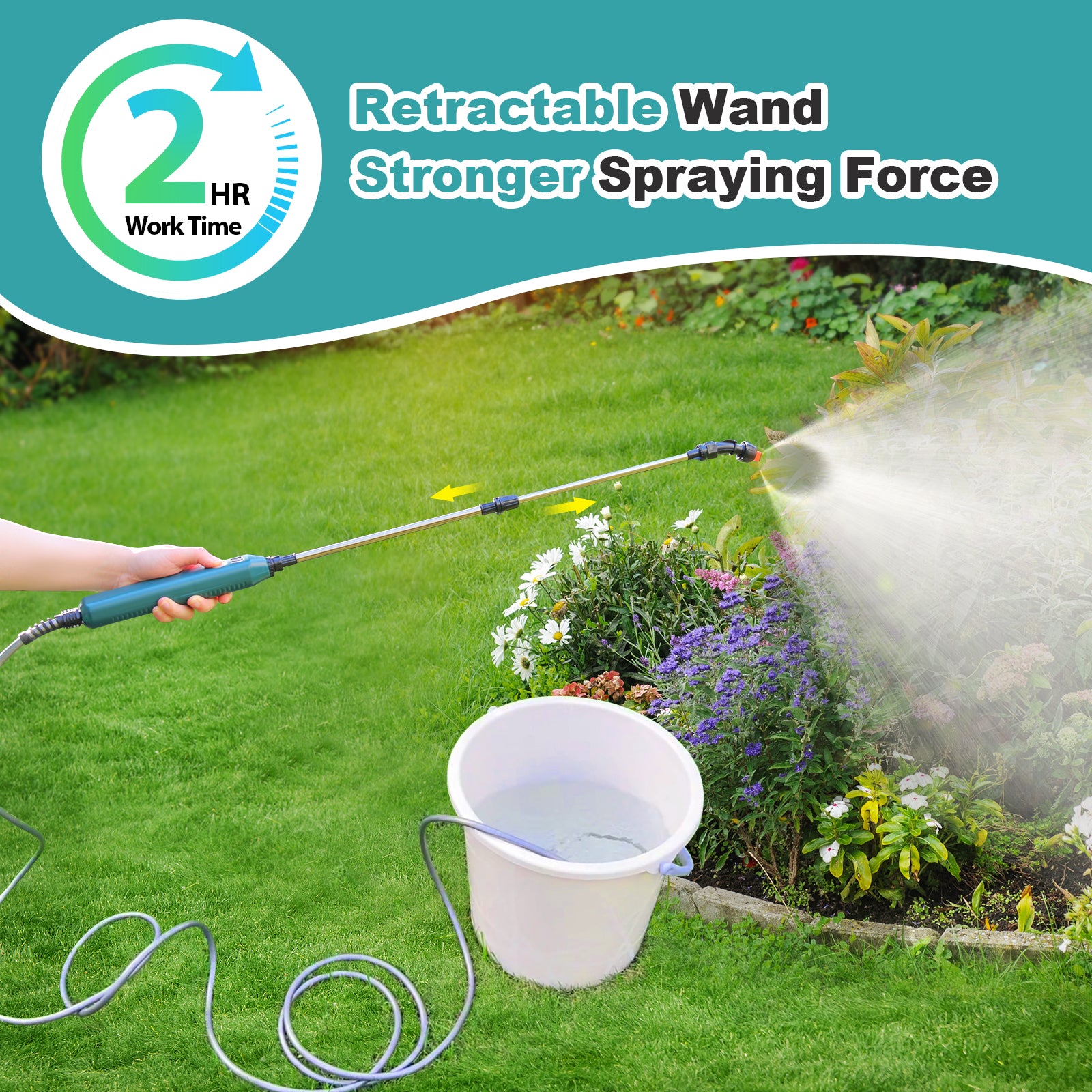 Upgraded 5M Electric Powered Sprayer Wand High-Efficiency Garden Tool