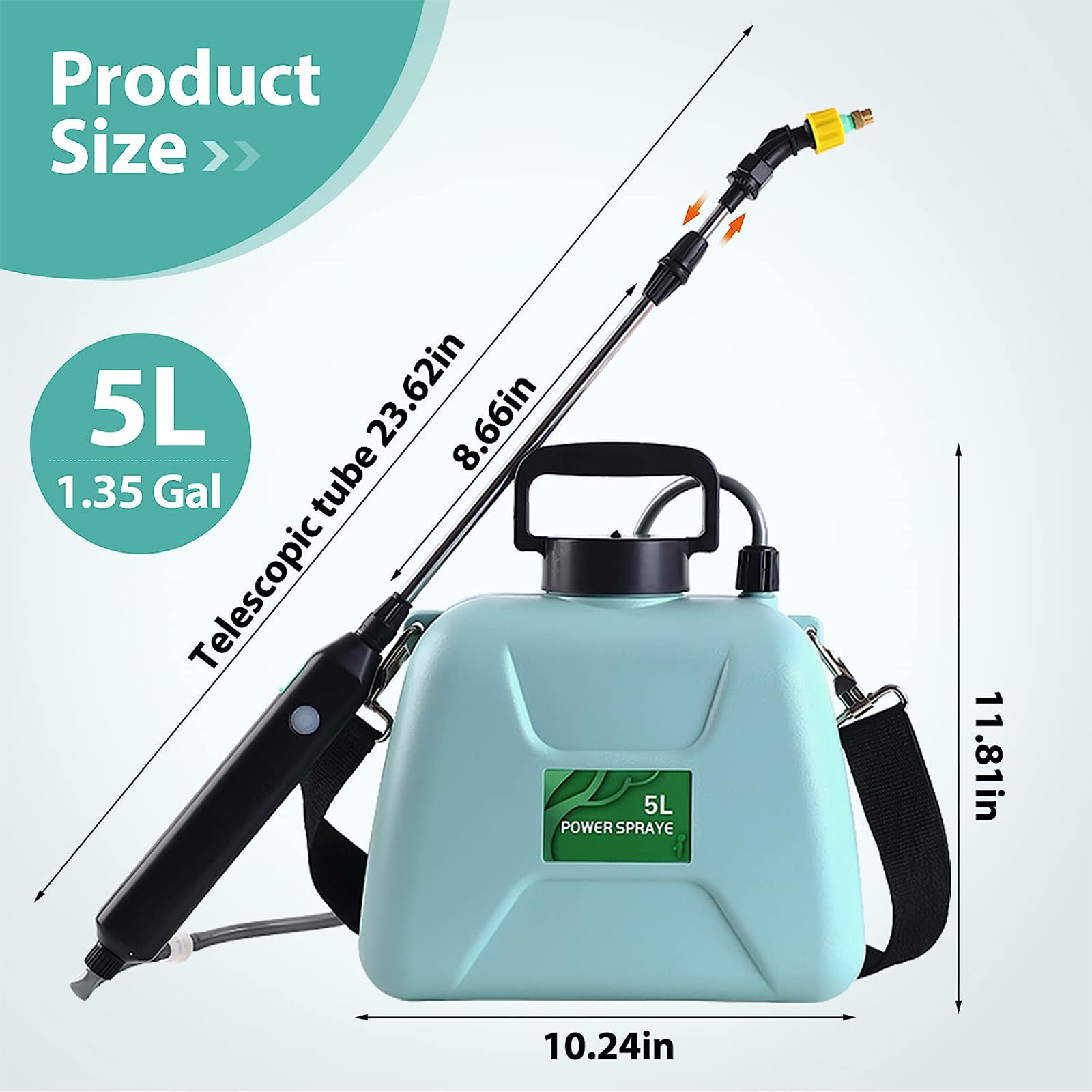 1.35 Gallon/ 5L Battery-Powered Portable Garden Sprayer - Convenient and Efficient for Your Garden