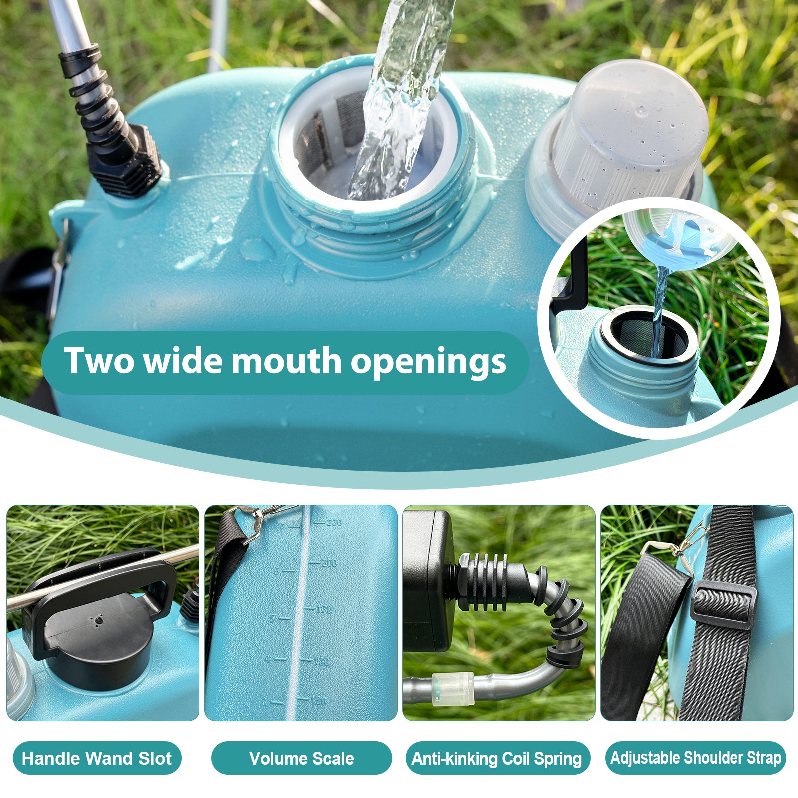 Battery Powered Sprayer 2 Gallon, 2025 Upgraded Electric Weed Sprayer with 3 Spray Forces, Battery Indicator, Rechargeable Handle,4 Mist Nozzles,23.6" Retractable Wand,Shoulder Strap, for Lawn&Garden